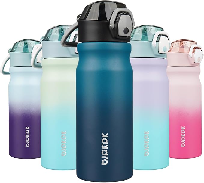 BJPKPK 18 oz Water Bottle with Straw & Handle, Insulated Stainless Flask | Leak by BJPKPK