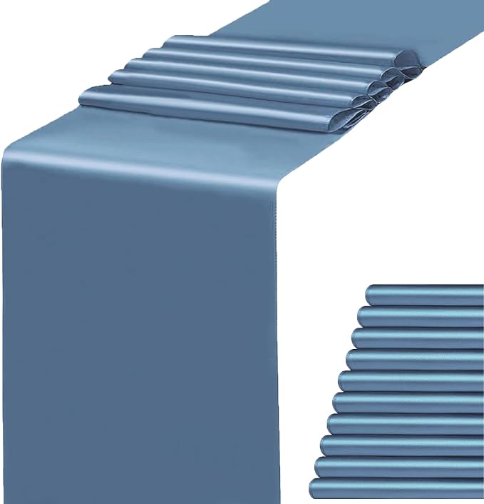 Dusty Blue Satin Table Runner 10 Pack by WENSINL