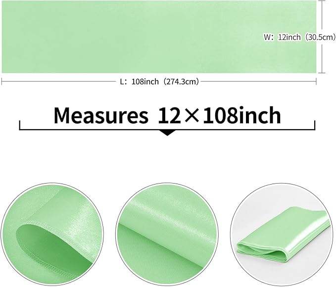 10-Pack Mint Green Satin Table Runner 12 x 108 Inch Long Fuchsia Bright and - Image 3
