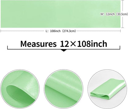 10-Pack Mint Green Satin Table Runner 12 x 108 Inch Long Fuchsia Bright and - Image 3