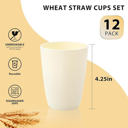 Lazycorner Wheat Straw Cup 12 Pcs Drinking Unbreakable Drinking Cup Reusable - Image 2