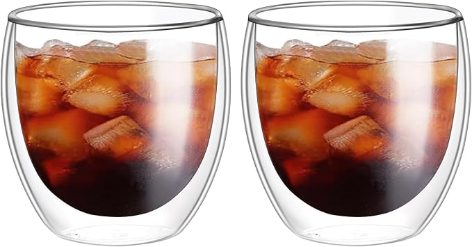 5.5oz Glass Coffee Mugs Set of 2, Double Walled Espresso Cups by Unknown
