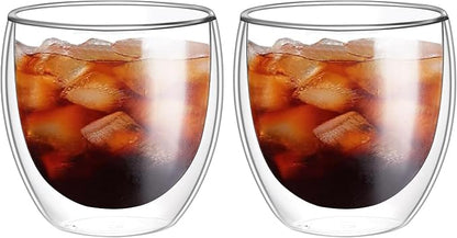 5.5oz Glass Coffee Mugs Set of 2, Double Walled Espresso Cups by Unknown