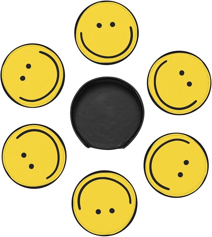 Smiley Face Coasters Set 6 Happy Face Coaster | - Image 7
