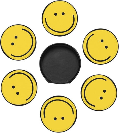 Smiley Face Coasters Set 6 Happy Face Coaster | - Image 7