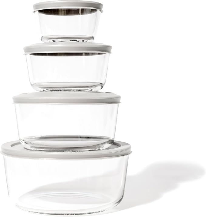 16-Piece Glass Food Storage Containers Set | Round, Microwave & Dishwasher Safe - Image 7