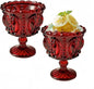 Carnival Glass Vintage Footed Dessert Cups Set of 2, 9oz Embossed Goblet by YUHANOER