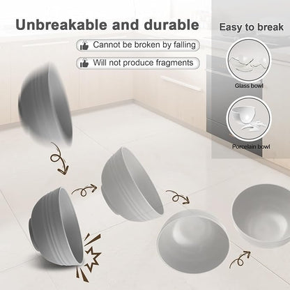 HEYCOME 12 Pcs Unbreakable Rice Bowls Set, 26 Oz Wheat Straw Bowls Set - Image 4
