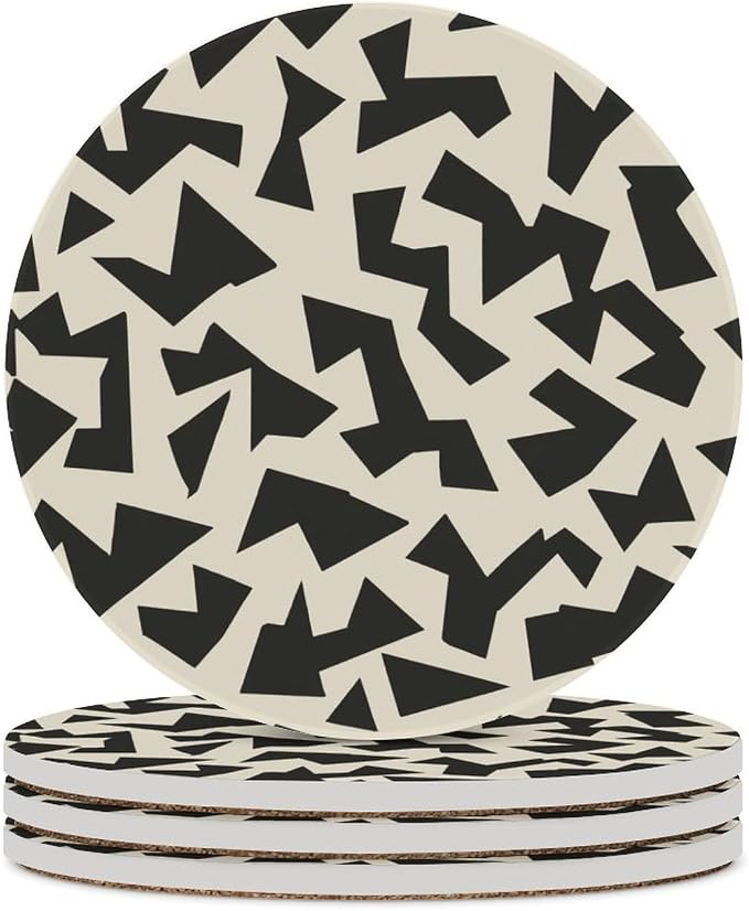 Minimalist Fragmented Angular Shapes Coasters Set of 4 Absorbent Coasters by Unknown