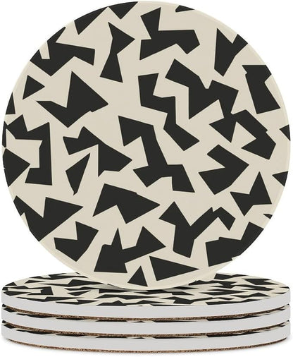 Minimalist Fragmented Angular Shapes Coasters Set of 4 Absorbent Coasters by Unknown