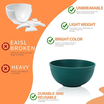 Lazycorner 8 Pcs Wheat Straw Cereal Bowls 26 Oz Wheat Straw Bowls Set Reusable - Image 5