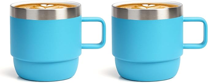 Zenbo 6 oz Espresso Mug with Handle, Ceramic-Lined 18/8 Stainless Steel | by Zenbo