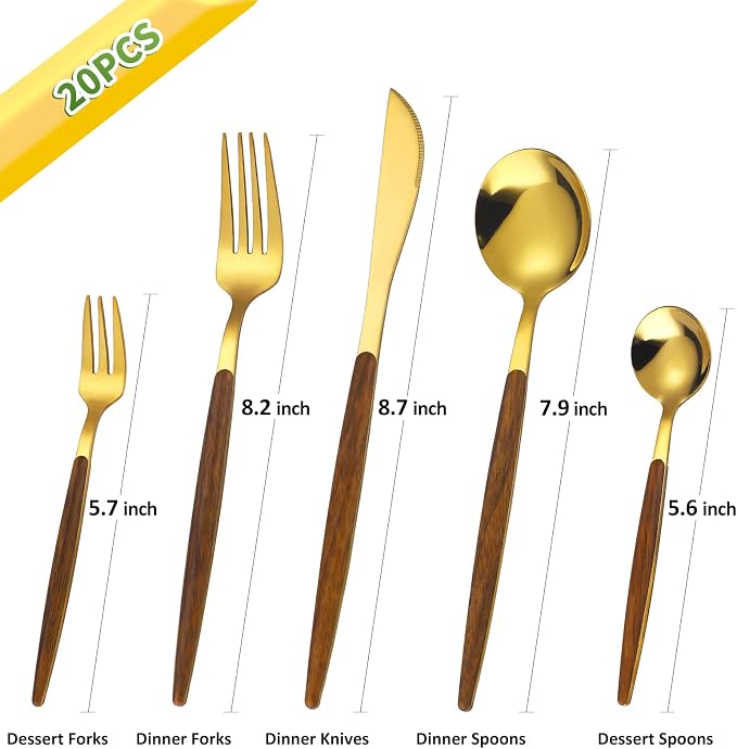 20-Piece Gold Silverware Set - Image 2