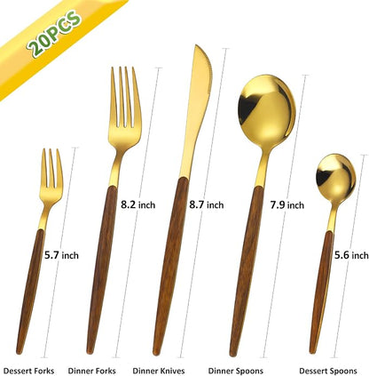 20-Piece Gold Silverware Set - Image 2