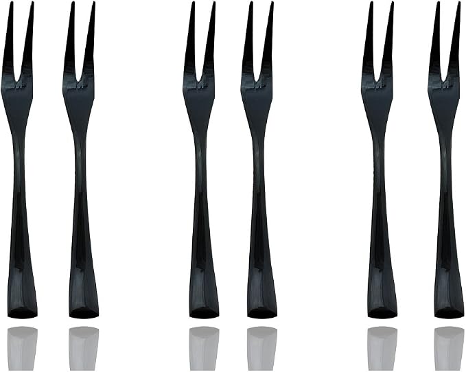JASHII 18/10 Stainless Steel 6 Piece Mirror Polished Black Steak Fruit Fork by JASHII