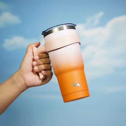 Konokyo 20 oz Tumbler with Handle and Straw, Insulated Travel Mug | Coral; - Image 5