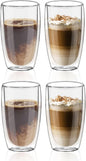 Glass Coffee Cups Set of 4, 15 oz Insulated Double Wall Glass Espresso Cups by LYTDMSKY