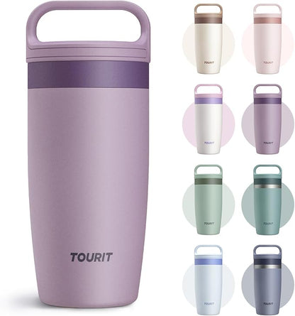 TOURIT Travel Coffee Mug 16 oz, Leakproof 2-Part Lid Tumbler, Smoky Purple | by TOURIT