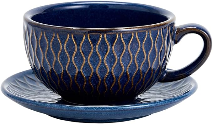 Coffeezone Vintage Design 12 oz Ceramic Latte Art Cappuccino Barista Cup by Coffeezone