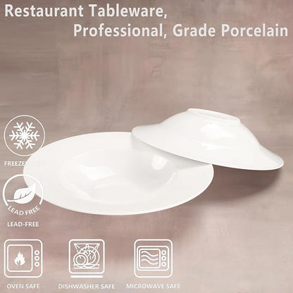 Soup Bowls, Pasta Bowls Plates, Embossed Porcelain Wide Rim Bowls, 6 oz - Image 3