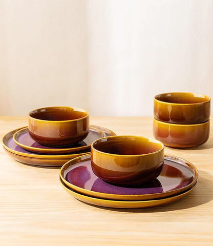 Ceramic Dinnerware Set for 6, 18-Piece Plates and Bowls Set | Handmade Reactive - Image 5