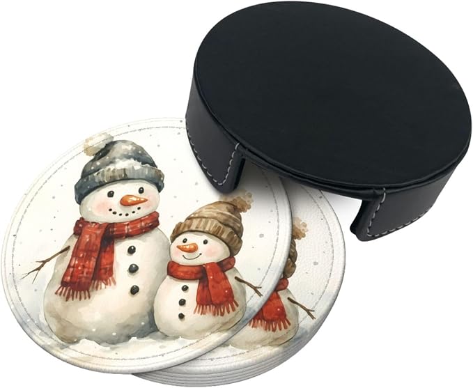 Winter Watercolor Snowman and Snow Scene Coasters - Image 7