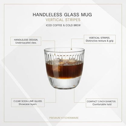 Handleless Glass Mug with Vertical Stripes - Image 4
