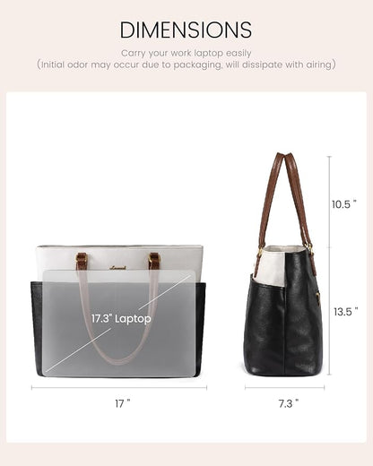 LOVEVOOK Work Tote Bag for Women, Vintage Leather 17.3 Inch Laptop Bags - Image 5