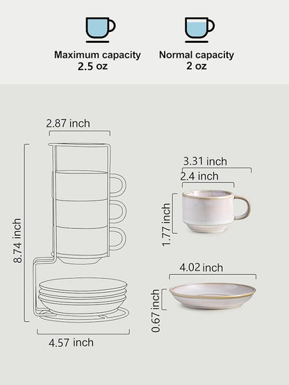 Gomakren 2.5 Ounce Espresso Cups Set of 4 - Image 3