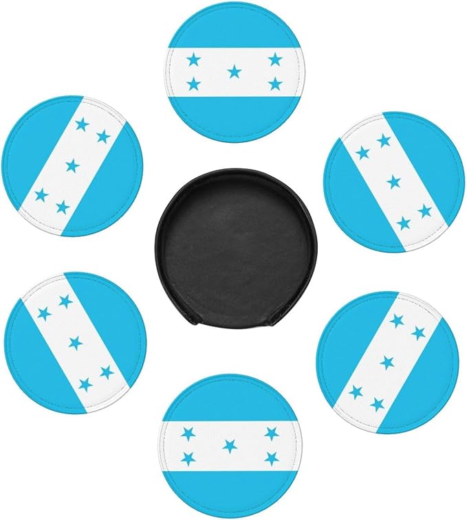 6 Pack Honduras Flag Leather Coaster - Image 3