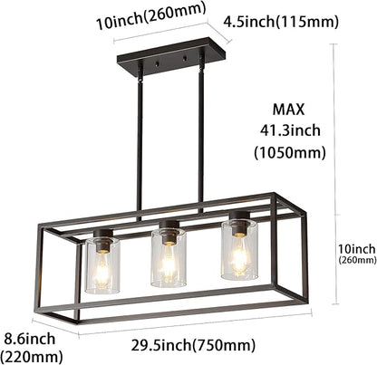 XILICON Dining Room Lighting Fixture Hanging Farmhouse Oil Rubbed Bronze 3 Light Modern Pendant Lighting Contemporary Chandeliers with Glass Shade for Living Dining Room Bedroom Kitchen Island