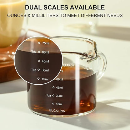 PARACITY Espresso Measuring Cup, 2.5 oz Double Spout Glass - Image 3