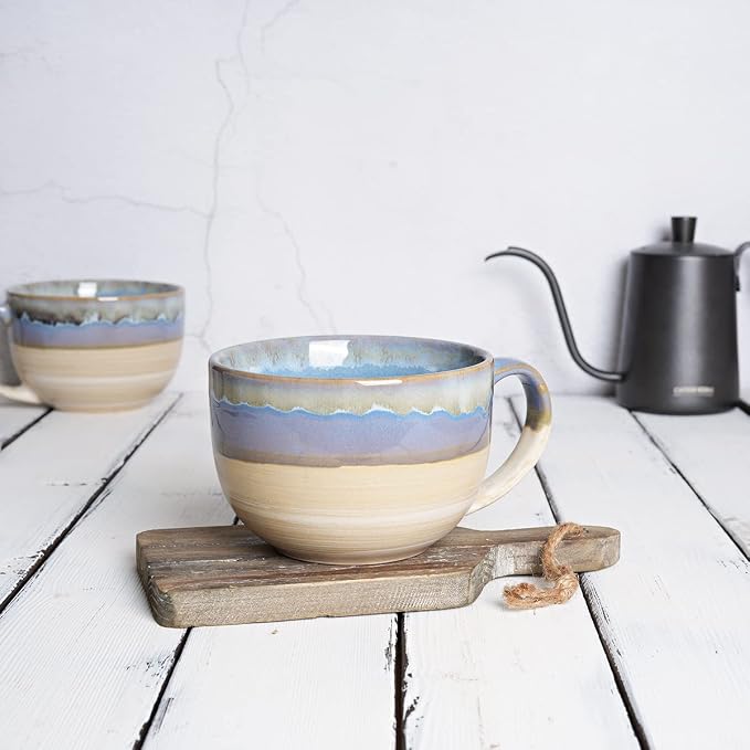 Ceramic Jumbo Coffee Mug Set of 2, 23 Oz, Large Mug Soup Bowls - Image 4