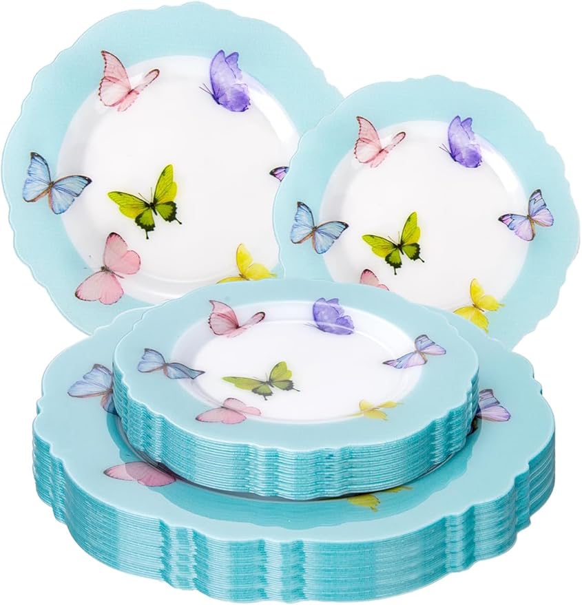 20PCS Blue Butterfly Plates by WDF