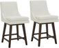 CHITA Counter Height Swivel Barstool with Back Set of 2, FSC Certified Upholstered Faux Leather Swivel Bar Stool, 26.8" H Seat Height, PU Leather in Pure White