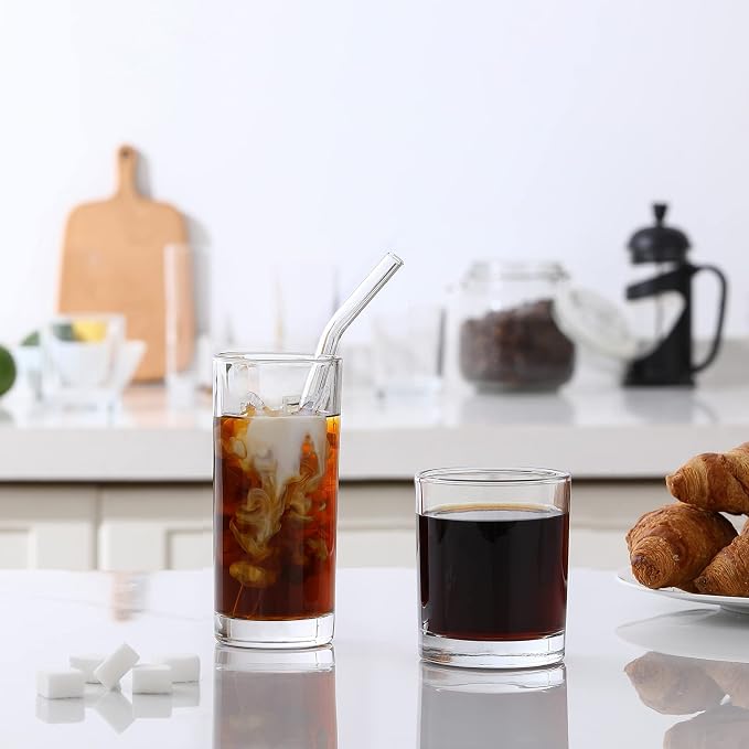 Glass Cups with Glass Straws, 12oz Highball & Rock Drinking Glasses, Everyday - Image 4