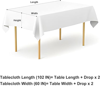 misaya Rectangle Waterproof Vinyl Table Cloth, Buffalo Flannel Backed Tablecloth, Wipeable Plastic Table Cover for Dinner, Kitchen, Outdoor (60" x 102", Lavender and White)