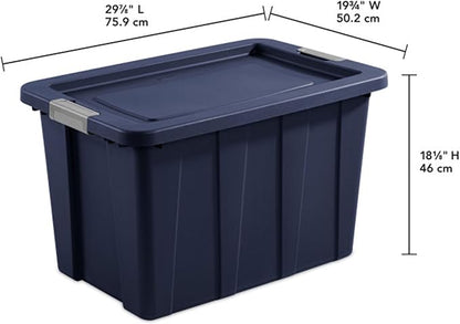 Sterilite 4-Pack Storage Bins with Lids, Heavy Duty Totes, Tuff1, 30 Gallon, Dark Indigo