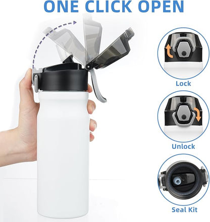 BJPKPK 18 oz Water Bottle with Straw & Handle, Insulated Stainless Flask | Leak - Image 3