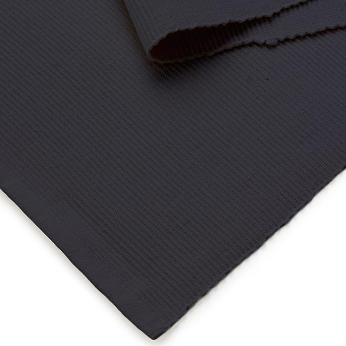 Encasa XO Table Runner, Yarn Dyed Ribbed Cotton 13"x79" | Solid Grey, 12-Ply - Image 5
