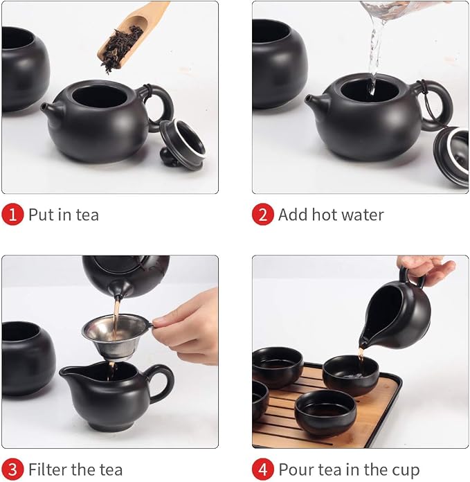 Chinese Tea Set, Gongfu Teaset, Travel Teapot Tea Set, Portable Tea Cup Set | - Image 2