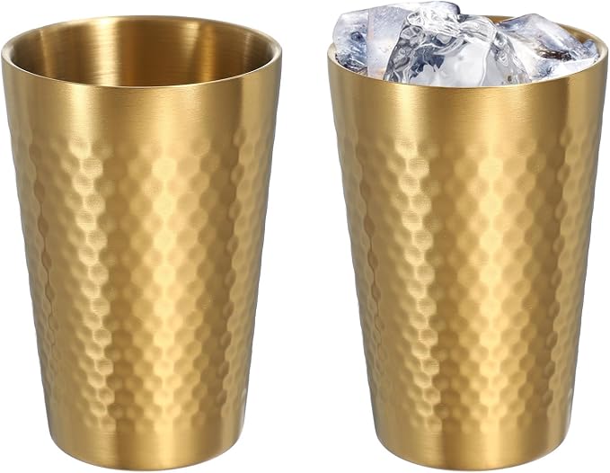 uxcell 2 Pcs Stainless Steel Cups, 12oz/350ml Metal Cups Diamond Textured by uxcell