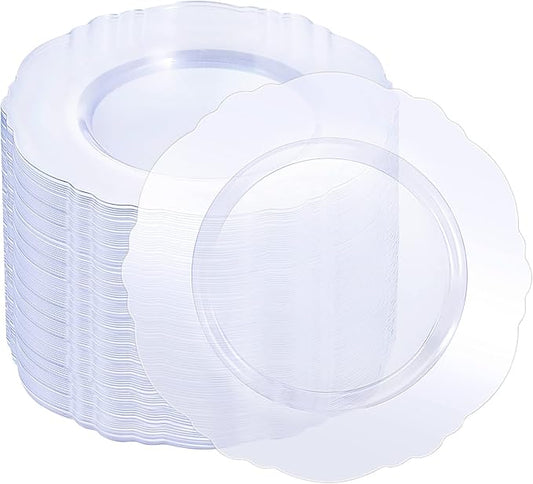 60pcs Clear Plastic Dessert Plates Disposable -7.5inch Small Disposable Clear by WDF