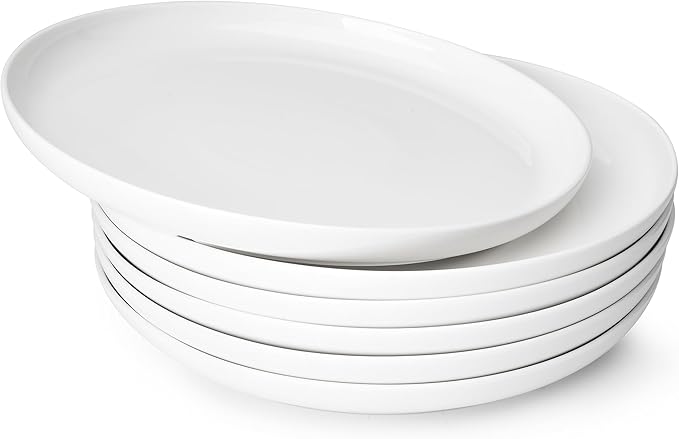 Sweese Porcelain Dinner Plates Set of 6, 10 Inch Lightweight Round Dish Set by Sweese