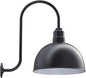 Steel Lighting Co. Hollywood Bowl Light | Outdoor Wall Mounted | 15 inch Bowl Dome | Upslope Gooseneck | Barn Light Made in America | Matte Black Exterior/White Interior