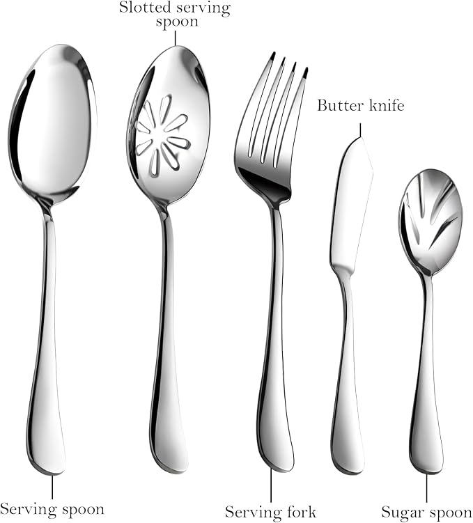 Silverware Set for 12 with Serving Utensil, Stainless Steel Flatware Cutlery | - Image 4