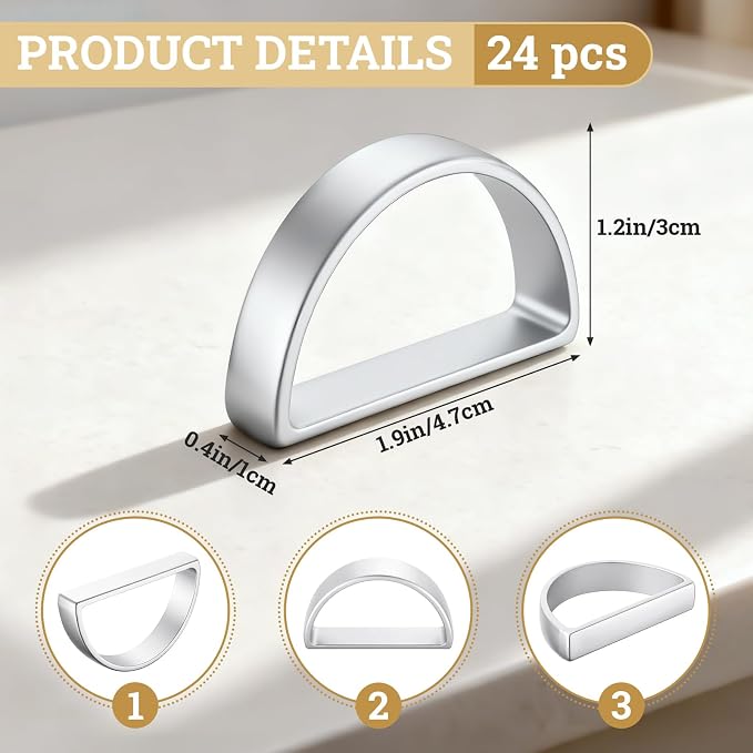 Suream 24 Packs Napkins Rings, Metal Napkin Holders - Image 2