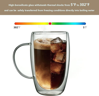 DINGPAI 15 oz Double Walled Glass Coffee Mugs, Large Coffee Mug - Image 5