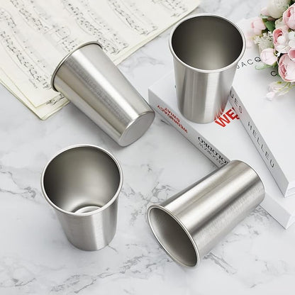 16 Pack 16oz Stainless Steel Pint Cup,Healthy Unbreakable and Stackable,Metal Drinking Glasses
