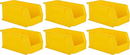 Hudson Exchange 11" x 5-1/2" x 5" (6 Pack) Plastic Stackable Storage Bin and Hanging Container, Yellow